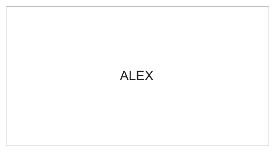 First badge cropped from the downloaded PDF: ALEX appears as a short centered line inside the 85 by 45 mm outline.